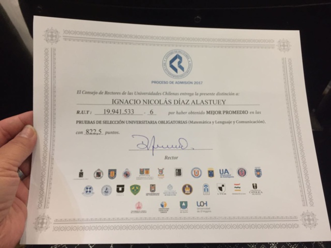 Ignacio Diaz, destaco en proceso PSU 2017, con la primera ponderación regional Ignacio Diaz, destaco en proceso PSU 2017, con la primera ponderación regional
