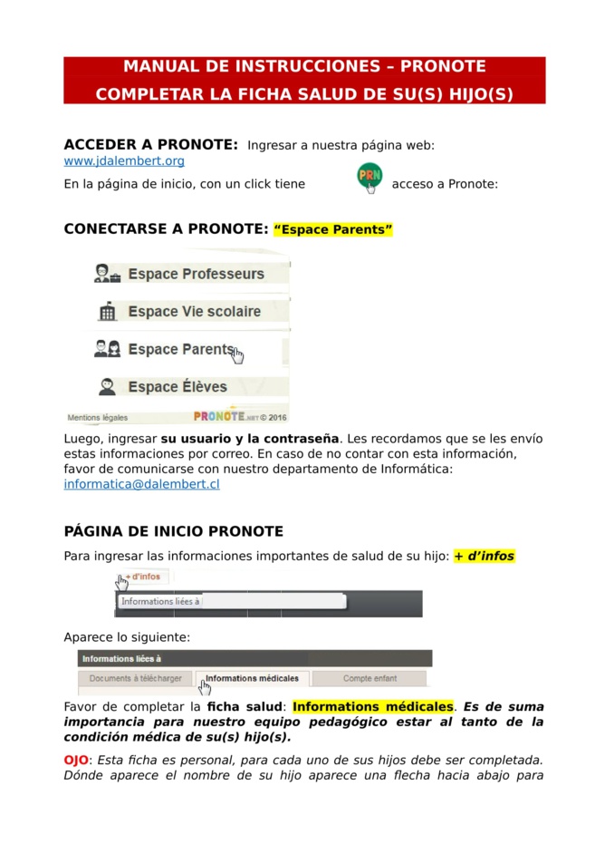 Completar la ficha SALUD en Pronote