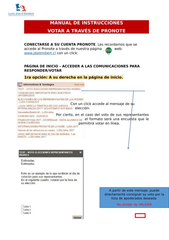 Votar a través de Pronote