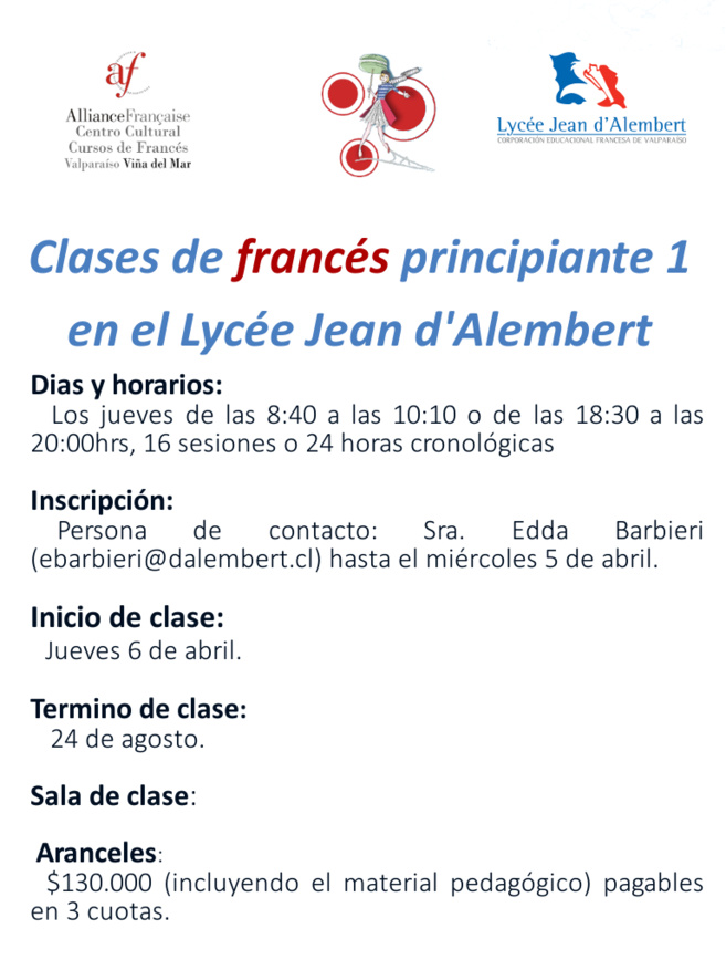 CURSOS DE FRANCES PRINCIPIANTE PARA PADRES Y APODERADOS CURSOS DE FRANCES PRINCIPIANTE PARA PADRES Y APODERADOS