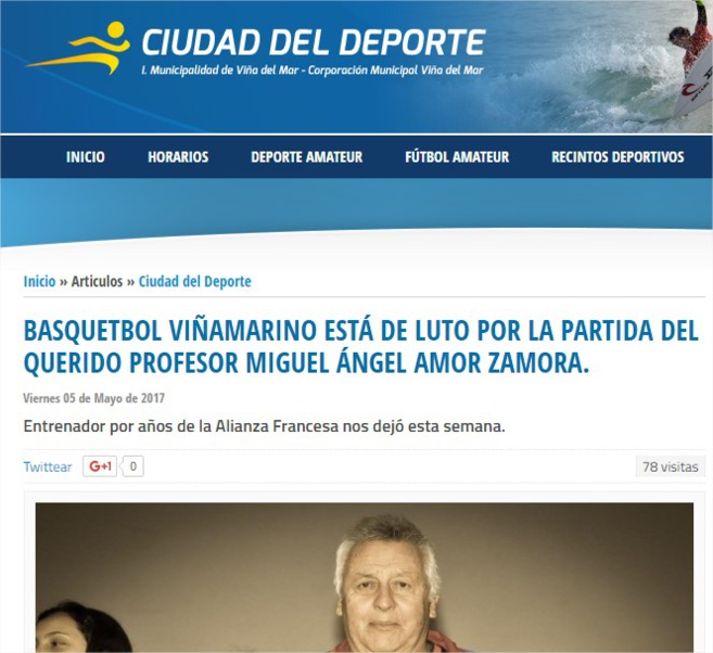 PROFESOR MIGUEL AMOR ZAMORA: VIÑA DEL MAR LO RECORDARÁ POR CIERTO