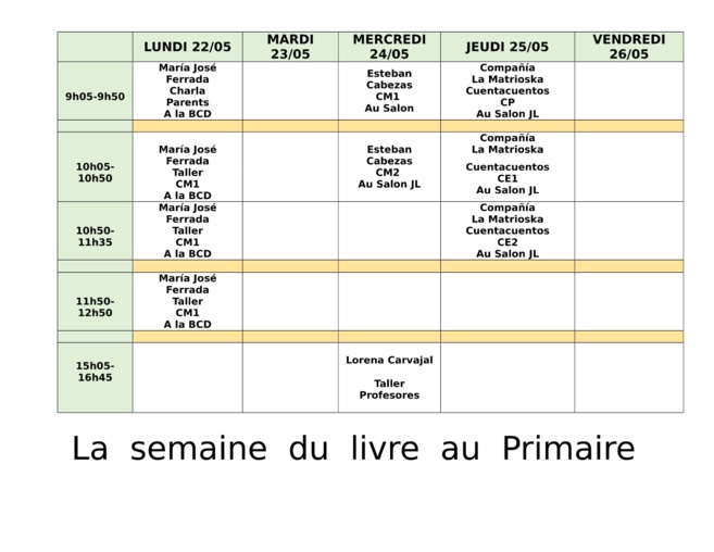 PROGRAMA SEMANA DEL LIBRO DEL 22 AL 26 DE MAYO - PRIMARIA Y SECUNDARIA