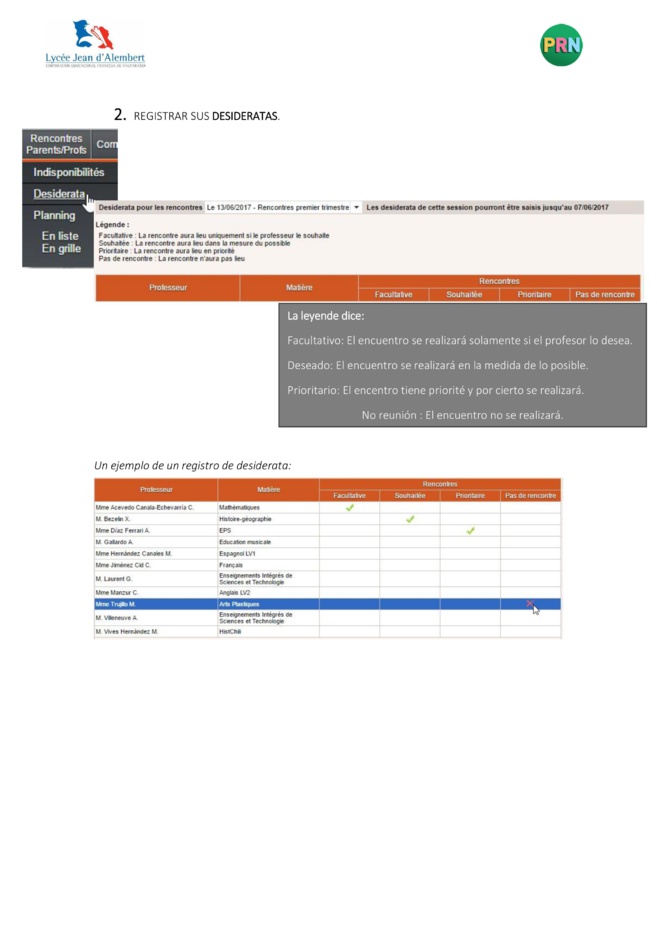REUNIONES PADRES/PROFESORES: REGISTRAR SUS DESIDERATAS