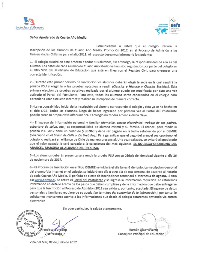 Inscripción PSU - IV MEDIOS