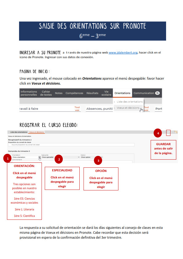 SAISIE DES ORIENTATION SUR PRONOTE - II MEDIO