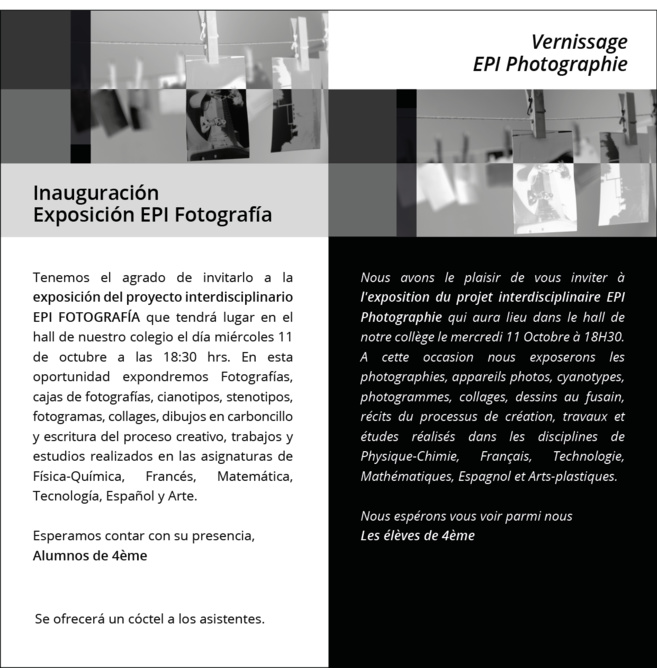 Spéciale invitation des 4èmes: Vernissage EPI Photographie