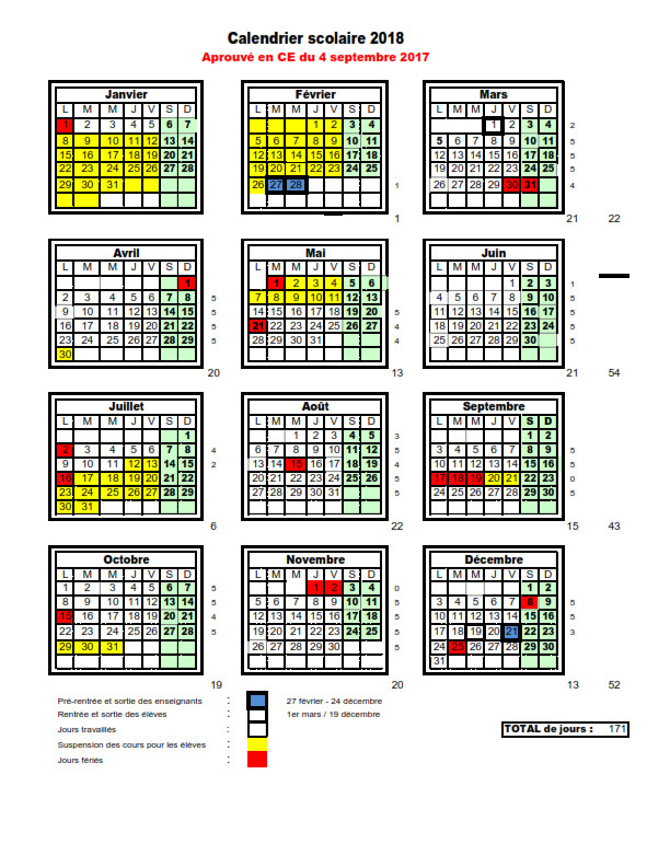 Calendario Anual 2018