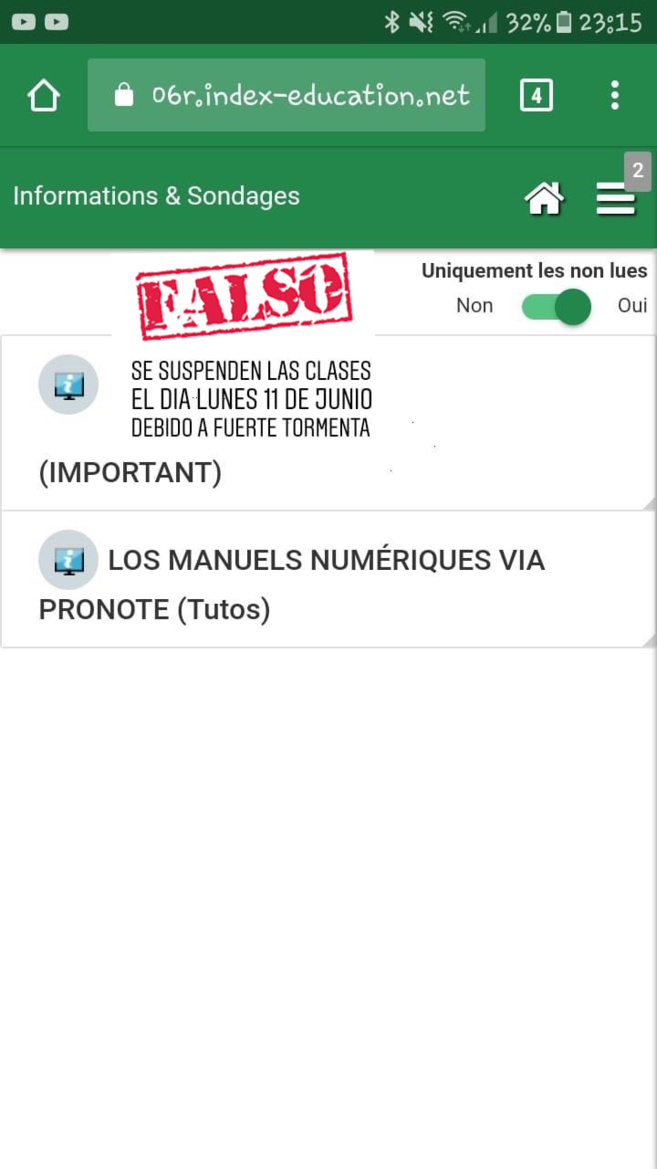 PRECAUCIÓN CON LAS FALSAS INFORMACIONES