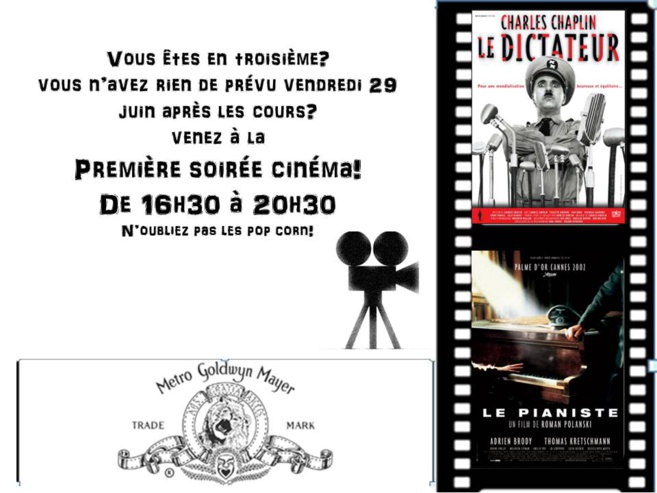 SOIRÉE CINEMA LE VENDREDI 29 JUIN 