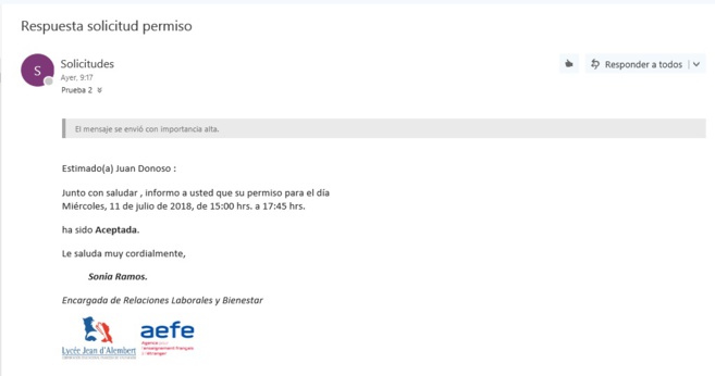 Respuesta solicitud permiso Respuesta solicitud permiso