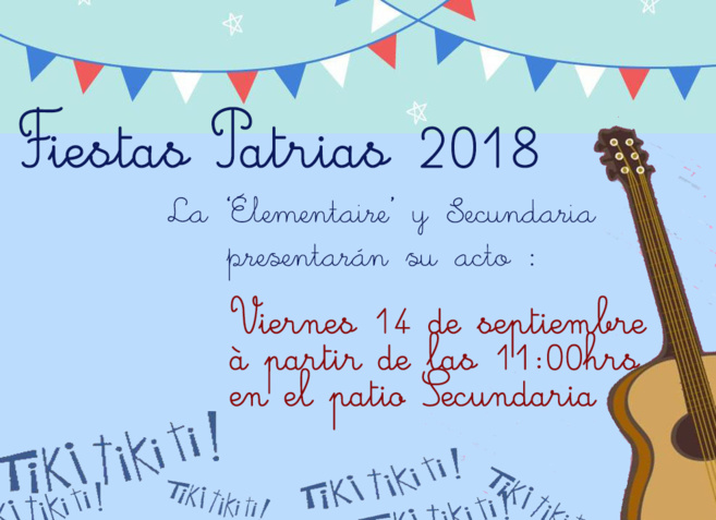 L'Élémentaire et la Secondaire sur le devant de la scène pour les Fiestas Patrias 2018 L'Élémentaire et la Secondaire sur le devant de la scène pour les Fiestas Patrias 2018