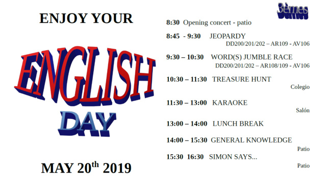 20.05, ENGLISH DAY 2019: DEMANDEZ LE PROGRAMME! 20.05, ENGLISH DAY 2019: DEMANDEZ LE PROGRAMME!