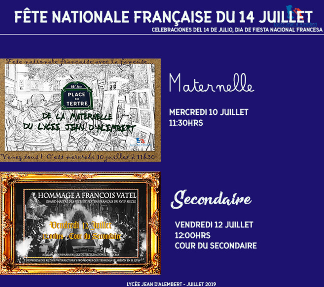 PROGRAMME DES FESTIVITÉS POUR CÉLÉBRER LA FRANCE PROGRAMME DES FESTIVITÉS POUR CÉLÉBRER LA FRANCE