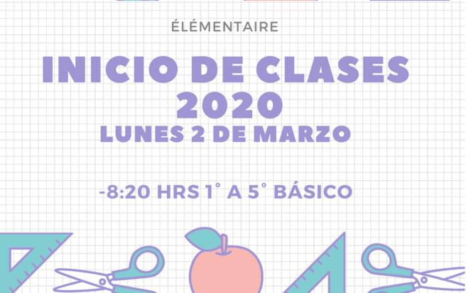 Información inicio de clases 2020: ÉLÉMENTAIRE Información inicio de clases 2020: ÉLÉMENTAIRE