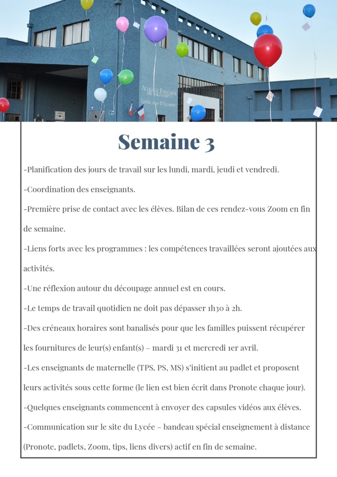 Primaire: Trabajo realizado para la organización de la educación a distancia