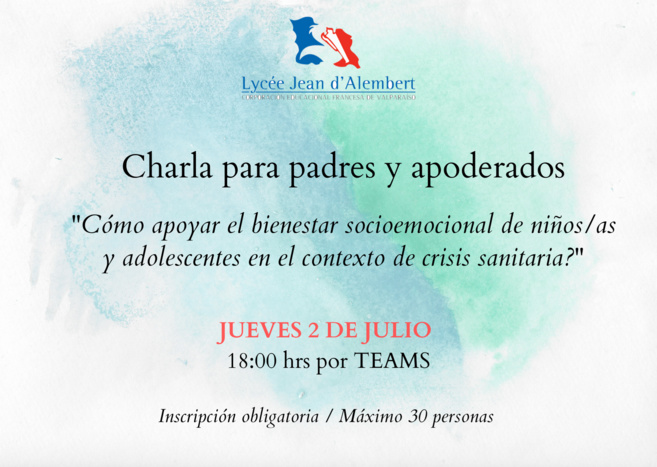 Charla: "Cómo apoyar el bienestar socioemocional de niños/as y adolescentes en el contexto de la crisis sanitaria?"