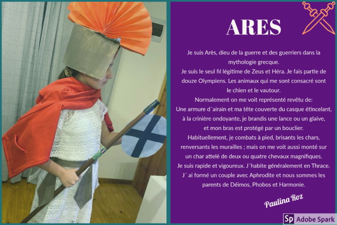 Arès, dieu de la guerre. Paulina Roz, 6èmeB