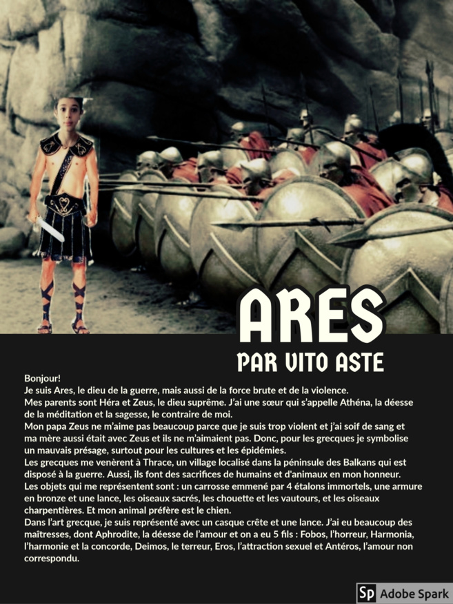 Ares, dieu de la guerre. Vito Aste, 6èmeA