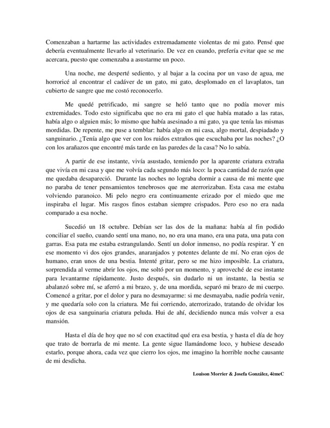 Littérature Créative en 4ème Littérature Créative en 4ème