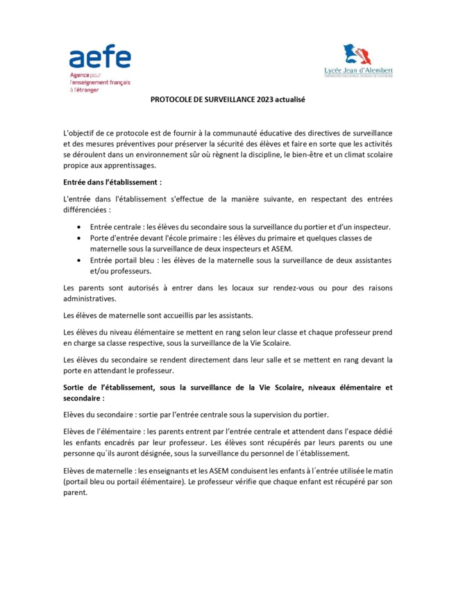 Protocole surveillance 2023 - Protocolo de Vigilancia 2023 (actualizado Abril 2023) Protocole surveillance 2023 - Protocolo de Vigilancia 2023 (actualizado Abril 2023)