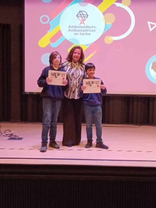 Raimundo Balic et Lucas Echeverria, CM2 D, obtiennent le premier Prix au concours d'éloquence ( FINALE ZONE AMERIQUES SUD) Ambassadeurs et Ambassadrices en Herbe 2023