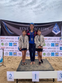 Les élèves Julieta Ríos, Matilde Huerta et Eloísa Huerta, Championnes au 1er tournoi Scolaire de Beach Tennis