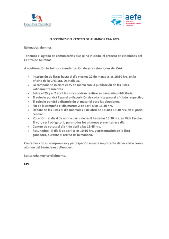 Élections CAA 2024 Élections CAA 2024