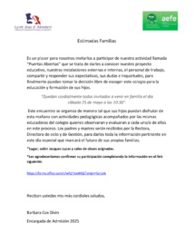 Invitation "Portes Ouvertes" Invitation "Portes Ouvertes"