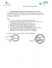 Comité de buena convivencia escolar y CESCE Comité de buena convivencia escolar y CESCE