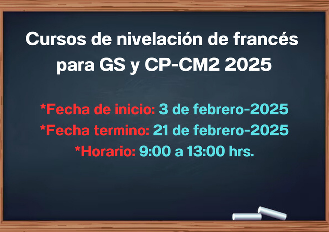 Horarios y útiles Cursos de Nivelación Francés Verano 2025 Horarios y útiles Cursos de Nivelación Francés Verano 2025