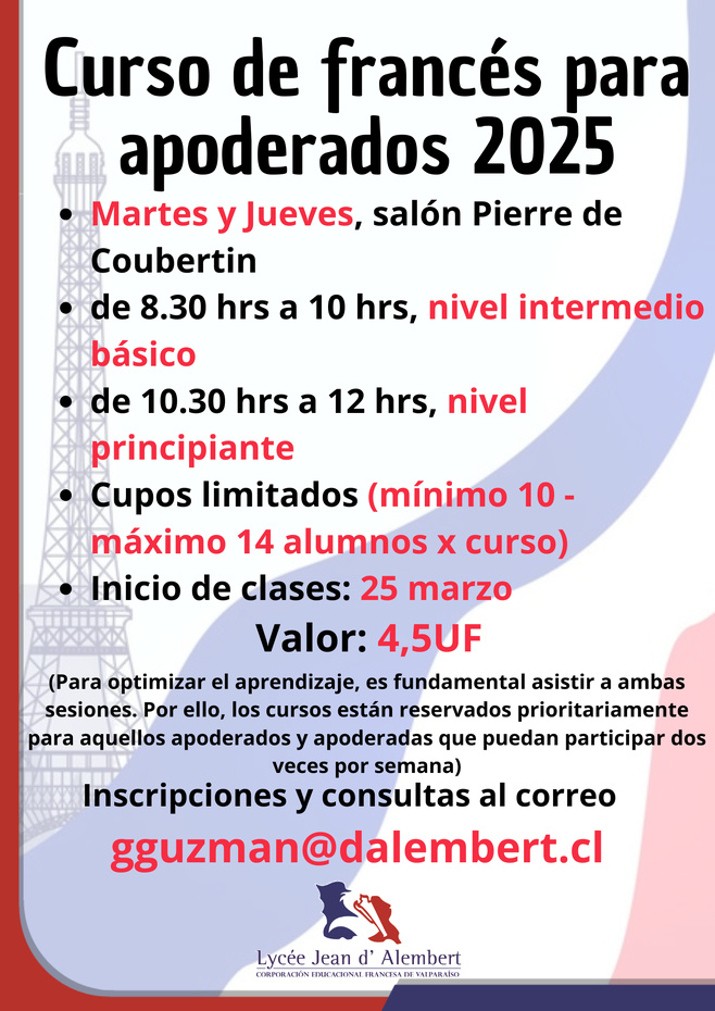 Cursos de Francés 2025, con Mme. Gloria Guzmán