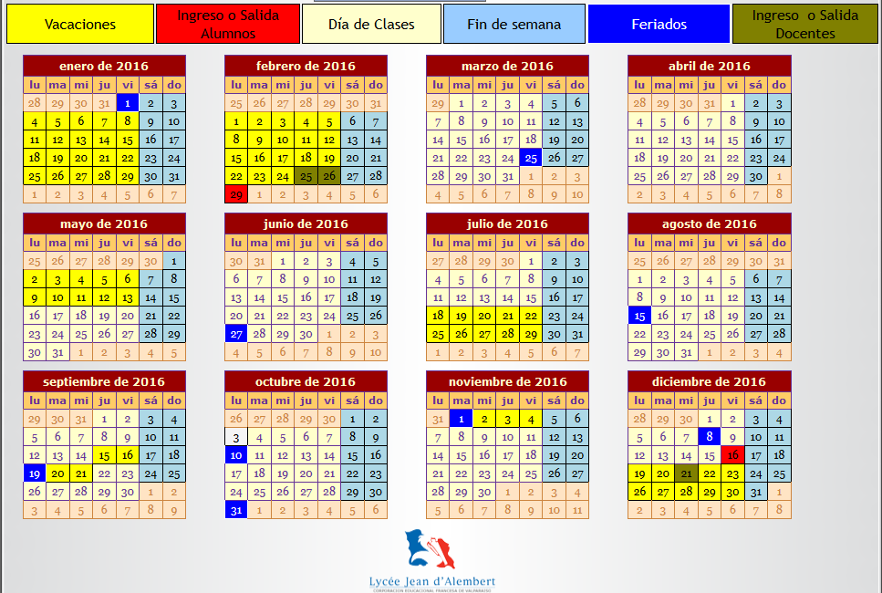 CALENDARIO ANUAL 2016