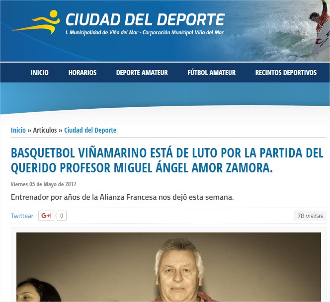 PROFESOR MIGUEL AMOR ZAMORA: VIÑA DEL MAR LO RECORDARÁ POR CIERTO