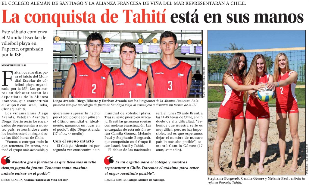 DIEGO ARANDA, DIEGO JILIBERTO Y ESTEBAN ARANDA A LA CONQUISTA DE TAHITÍ - Mundial  escolar de Voleibol playa