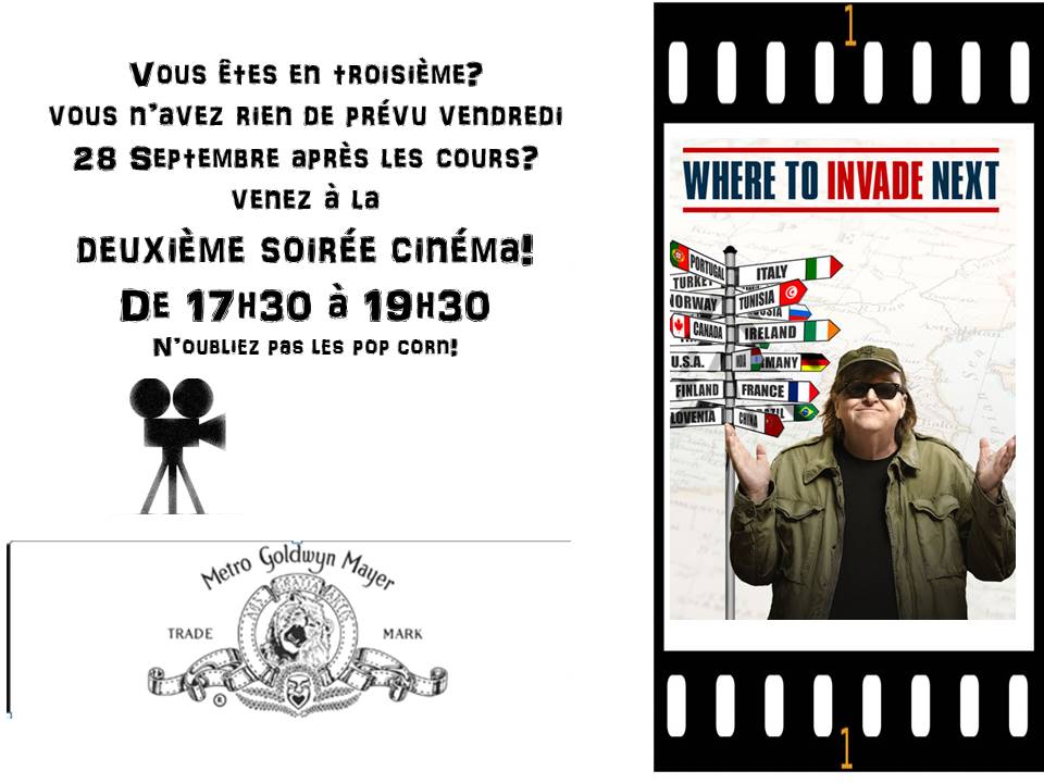 VIENS À LA SOIRÉE CINÉMA DU VENDREDI 28 SEPTEMBRE !