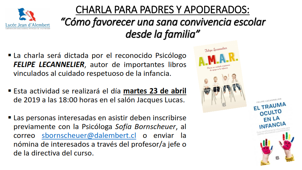 EL RECONOCIDO PSICÓLOGO, FELIPE LECANNELIER, DARÁ UNA CHARLA - NO QUEDAN CUPOS EL RECONOCIDO PSICÓLOGO, FELIPE LECANNELIER, DARÁ UNA CHARLA - NO QUEDAN CUPOS