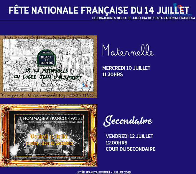 PROGRAMME DES FESTIVITÉS POUR CÉLÉBRER LA FRANCE
