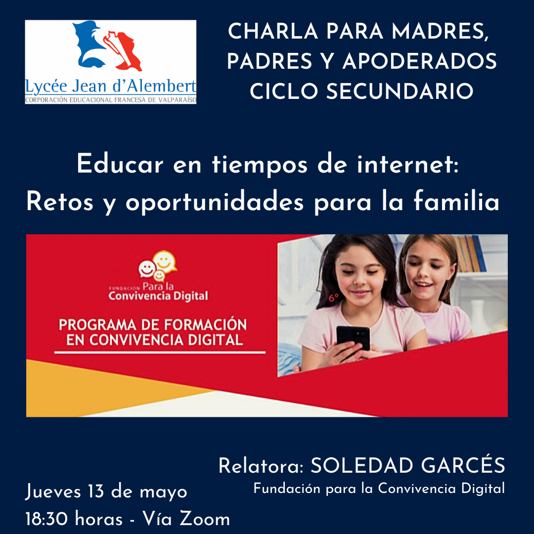 Charla para Madres, Padres y Apoderados Ciclo Secundario / Conférence pour les Parents du Cycle Secondaire