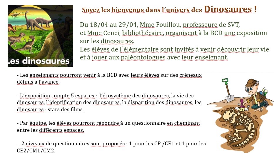Dinosaures du 18 au 22 Avril en BCD
