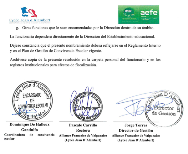 Nombramiento Encargada de convivencia escolar