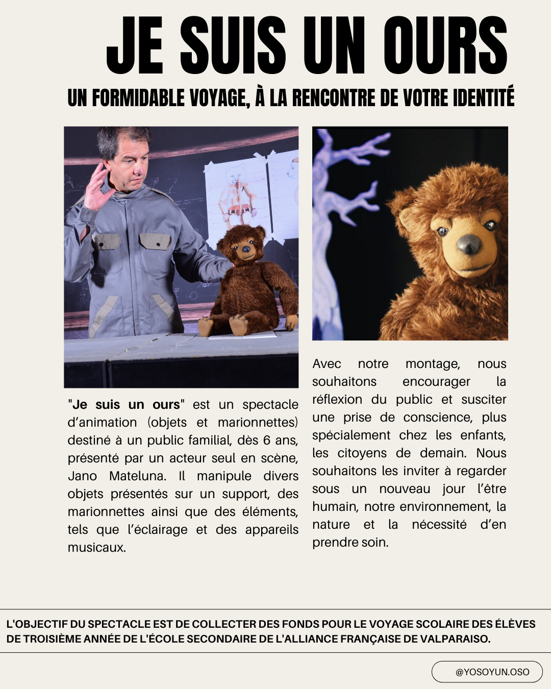 Théâtre: JE SUIS UN OURS Un formidable voyage, à la rencontre de votre identité