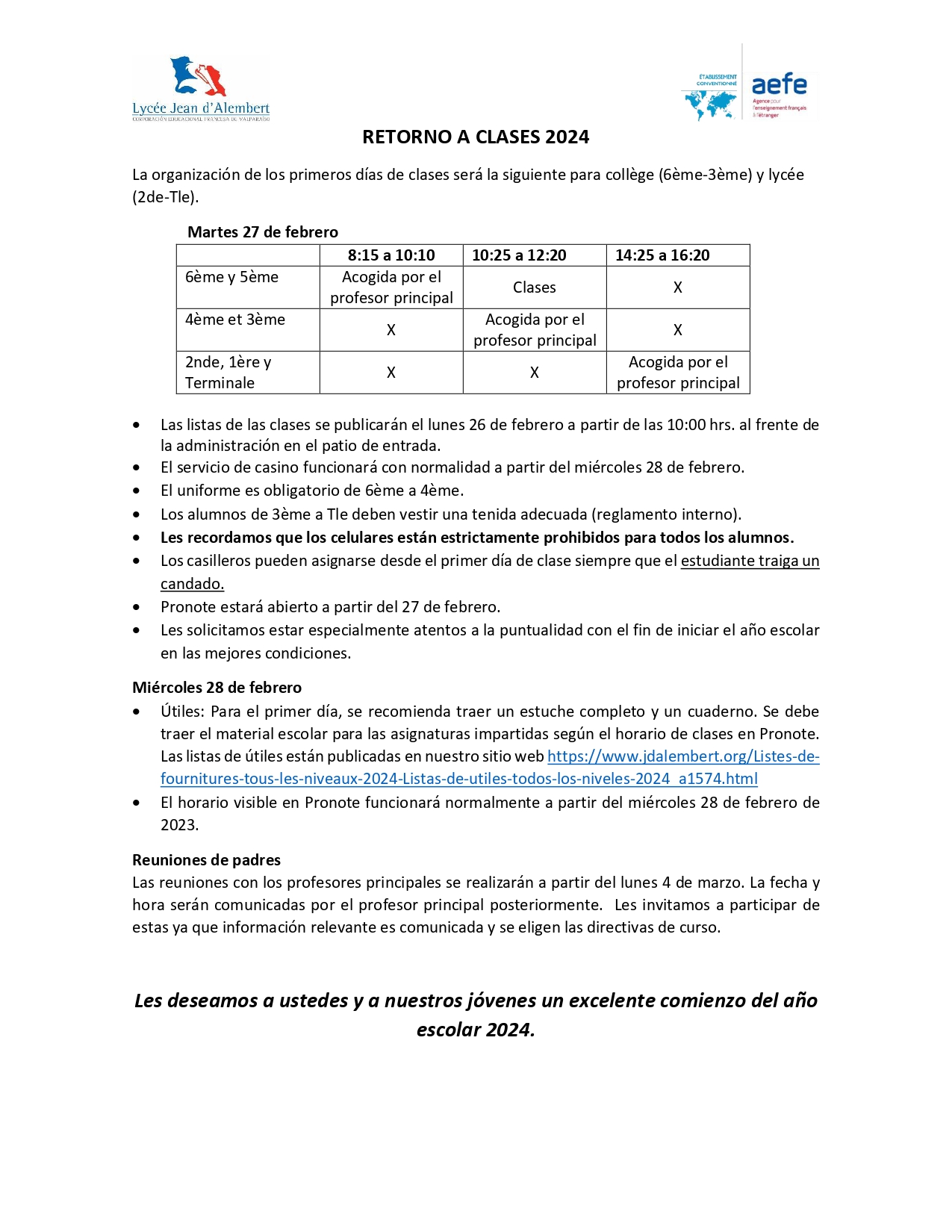 Information Rentrée 2024