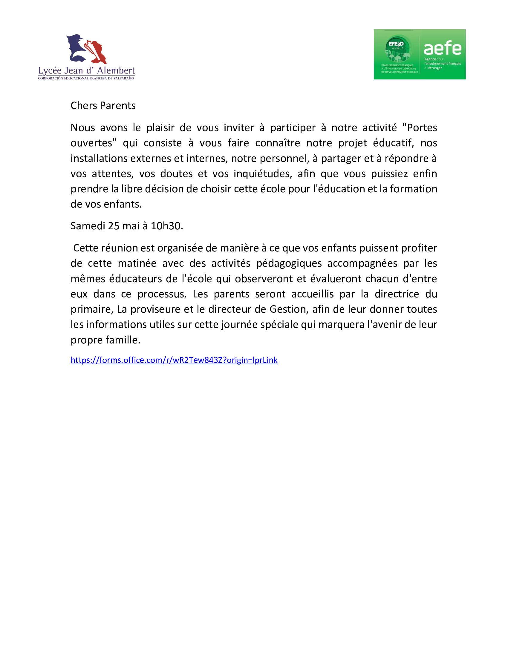Invitation "Portes Ouvertes"
