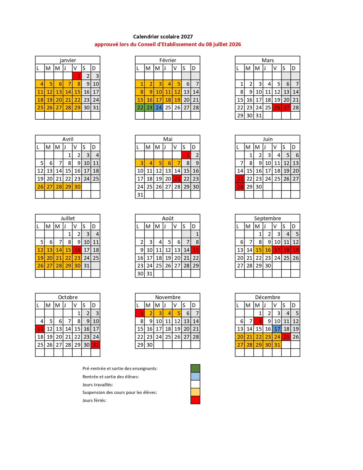 Calendario escolar