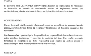 Nombramiento Encargada de convivencia escolar