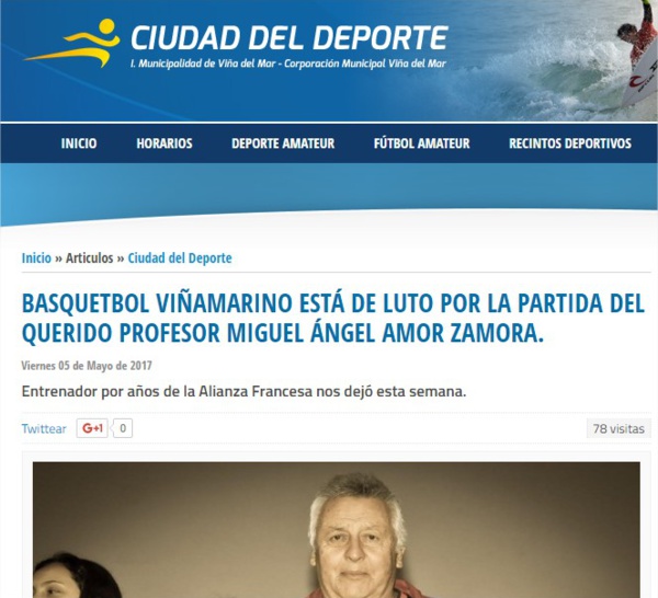 PROFESOR MIGUEL AMOR ZAMORA: VIÑA DEL MAR LO RECORDARÁ POR CIERTO