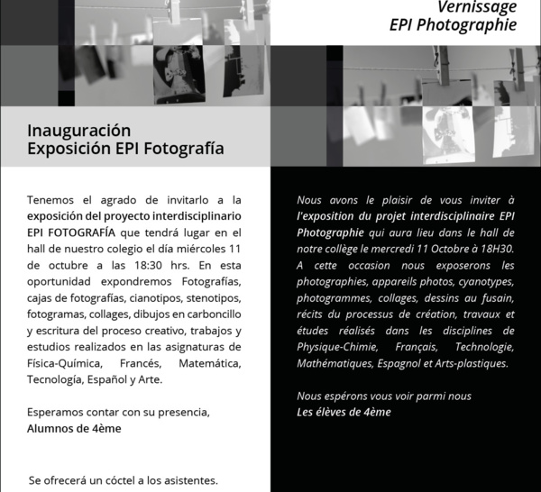 Spéciale invitation des 4èmes: Vernissage EPI Photographie