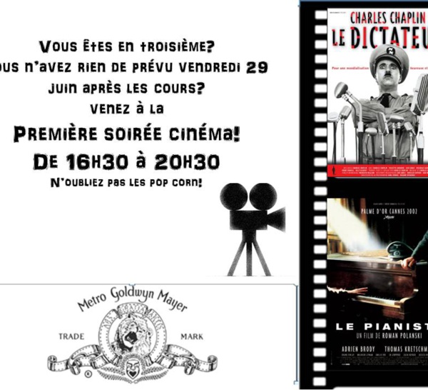 SOIRÉE CINEMA LE VENDREDI 29 JUIN 
