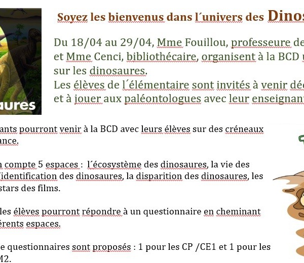 Dinosaures du 18 au 22 Avril en BCD