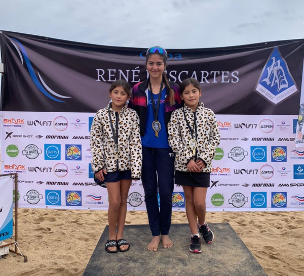 Les élèves Julieta Ríos, Matilde Huerta et Eloísa Huerta, Championnes au 1er tournoi Scolaire de Beach Tennis